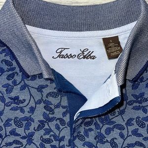 Tasso Elba polo Blue leaves NWOT